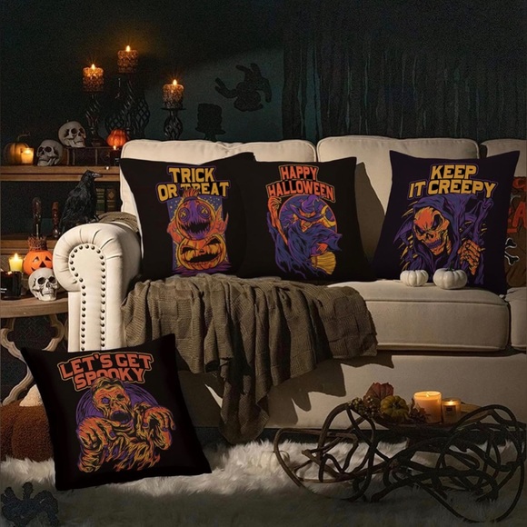 NEW Linen Spooky Pillow Cases (4) 👻 - Picture 2 of 7